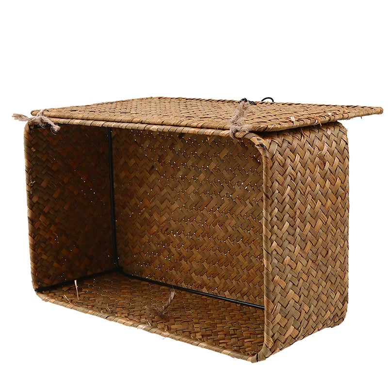 Rectangular Desktop Storage Box Hand Woven Storage Basket