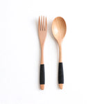 Load image into Gallery viewer, 2Pcs Natural Wooden Spoon &amp; Fork
