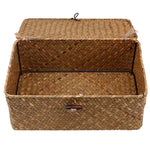 Load image into Gallery viewer, Rectangular Desktop Storage Box Hand Woven Storage Basket
