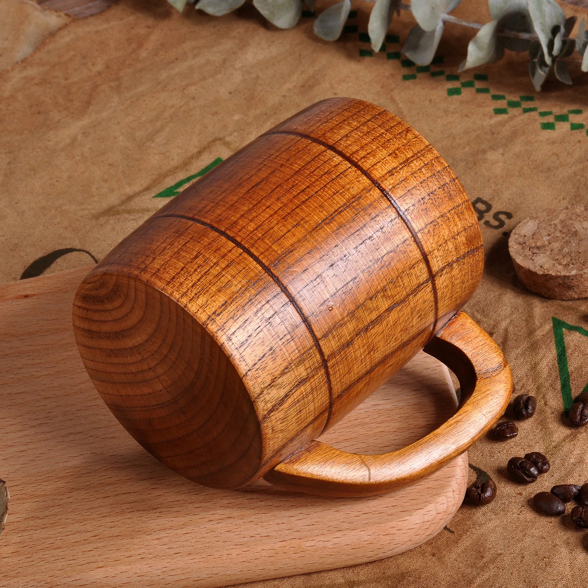 400ml Handmade Wooden Cup Chinese Style Primitive Drinking Cup