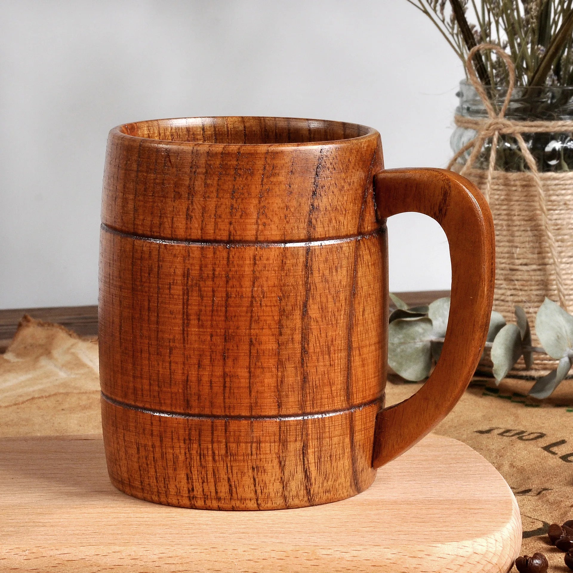 400ml Handmade Wooden Cup Chinese Style Primitive Drinking Cup