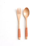 Load image into Gallery viewer, 2Pcs Natural Wooden Spoon &amp; Fork
