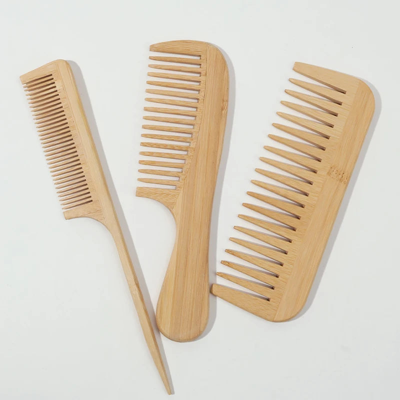 3Pcs Natural Handmade Bamboo Comb Set
