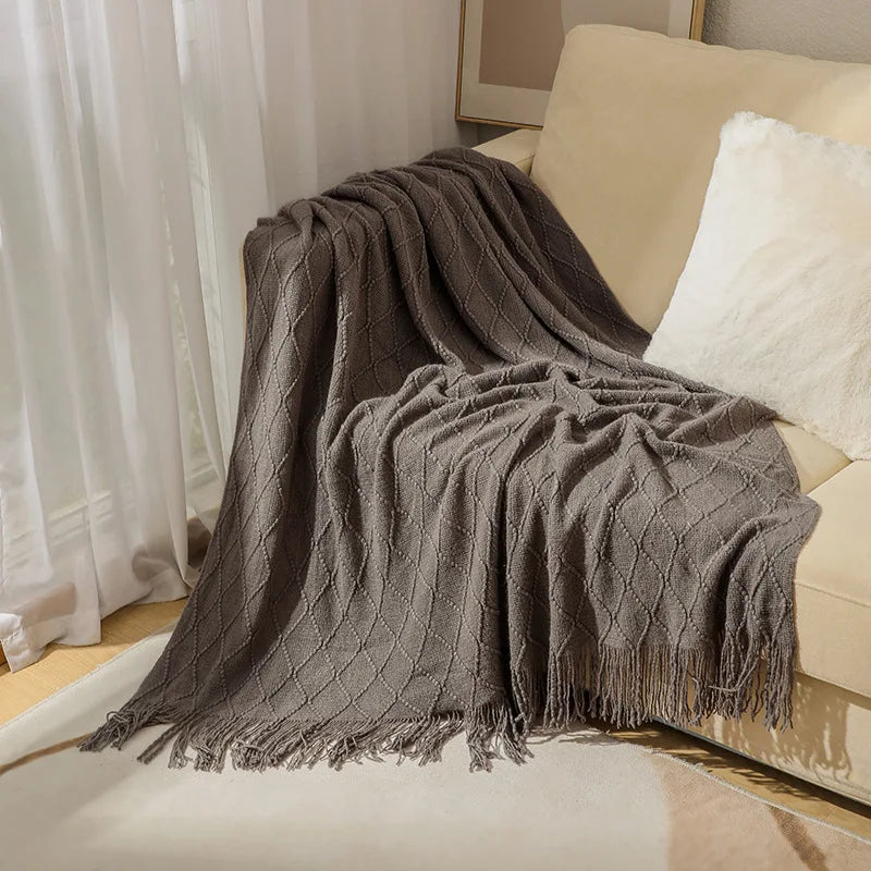 Textured Knitted Boho Woven Big Blankets Bedspread Cover