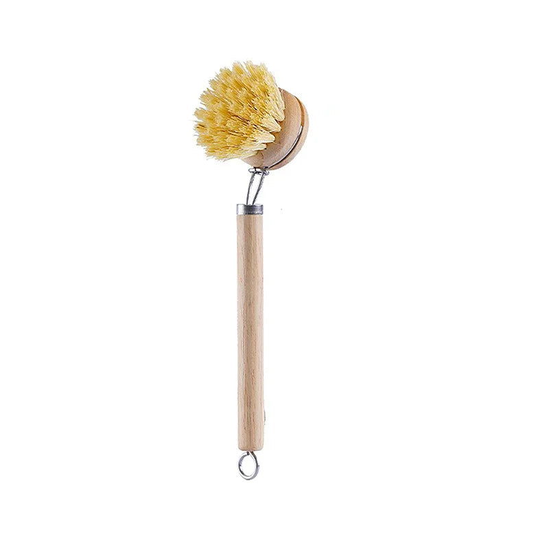 Wooden Long-Handled Pot And Bowl Brush
