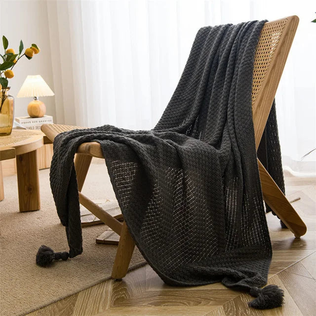 Nordic Blankets for Bed Sofa Couch Chunky Knit Bedspread Knitted Throw Blanket