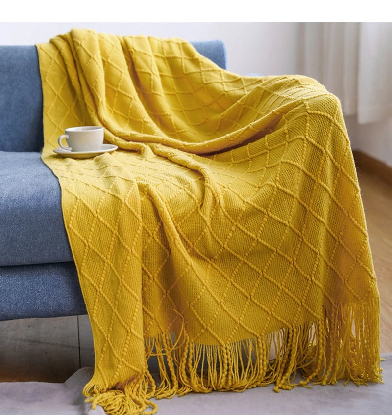 Textured Knitted Boho Woven Big Blankets Bedspread Cover