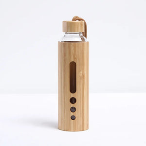 500ml Glass Water Bottle Bamboo