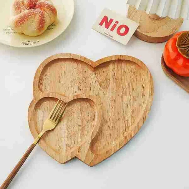 Creative Heart-shaped Solid Wooden Tray