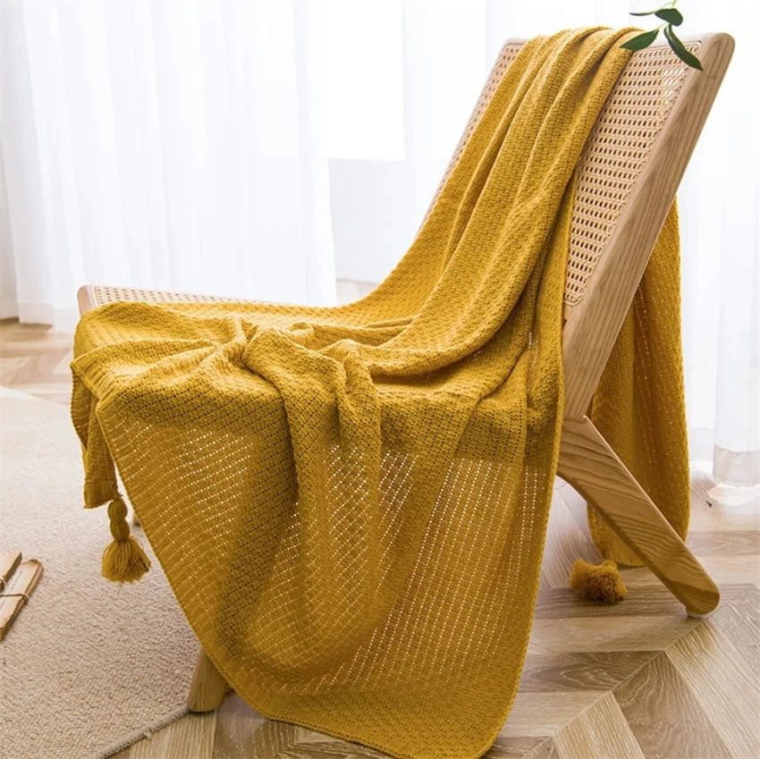 Nordic Blankets for Bed Sofa Couch Chunky Knit Bedspread Knitted Throw Blanket