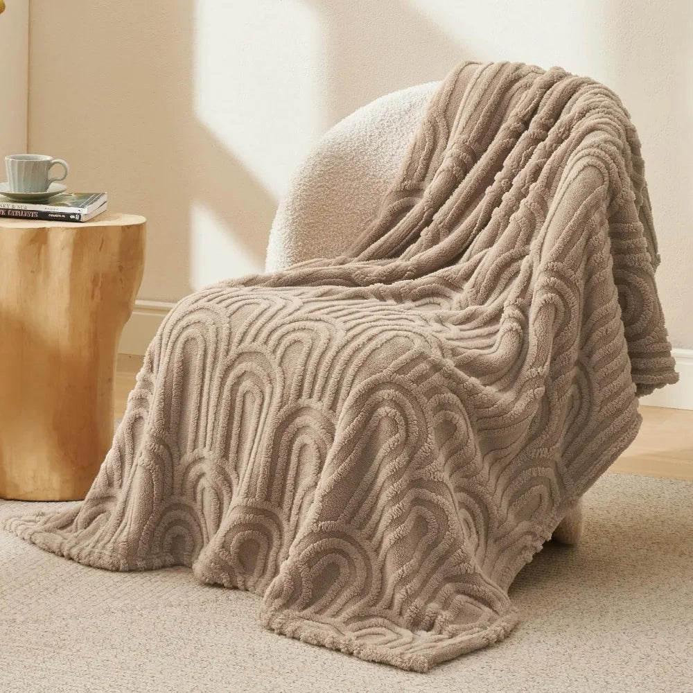 Throw Blanket for Couch-Soft White Boho Bed Throw Blanket