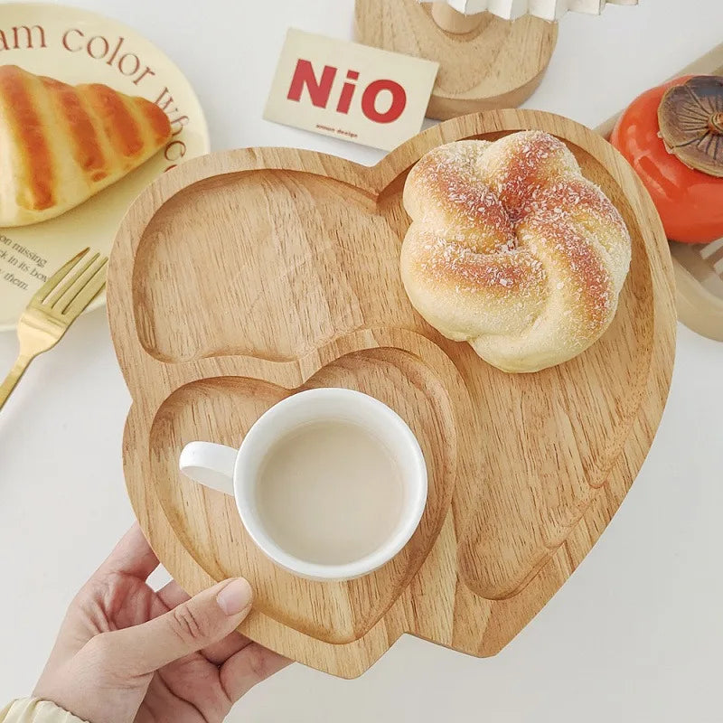 Creative Heart-shaped Solid Wooden Tray