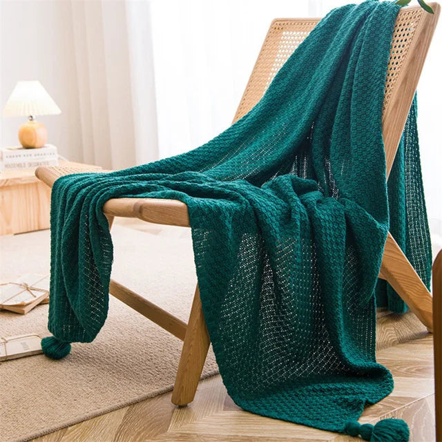 Nordic Blankets for Bed Sofa Couch Chunky Knit Bedspread Knitted Throw Blanket