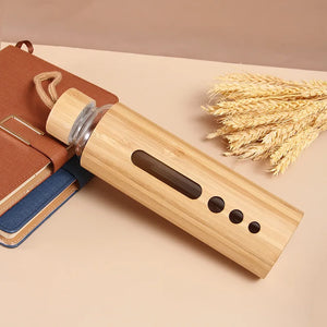 500ml Glass Water Bottle Bamboo
