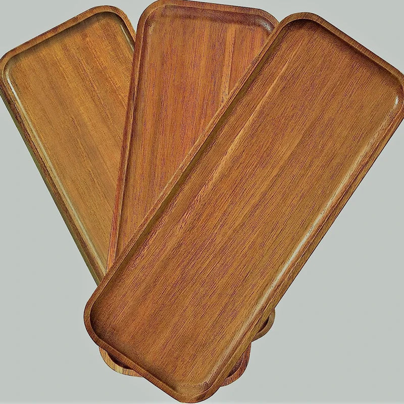 1Pcs Tableware Solid Wood Round Dessert Plate