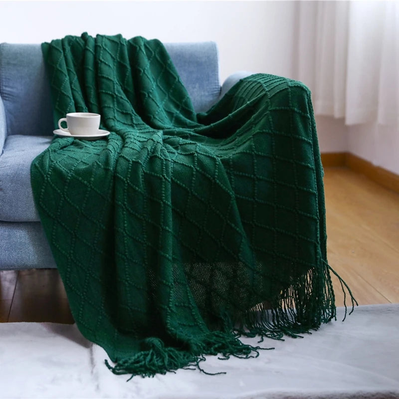 Textured Knitted Boho Woven Big Blankets Bedspread Cover