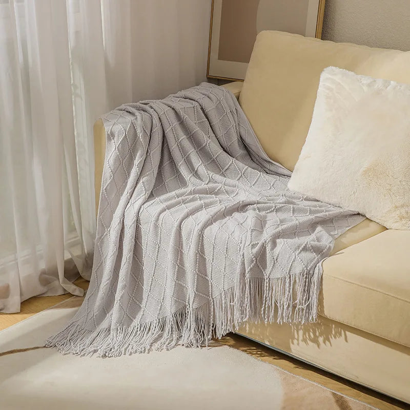Textured Knitted Boho Woven Big Blankets Bedspread Cover