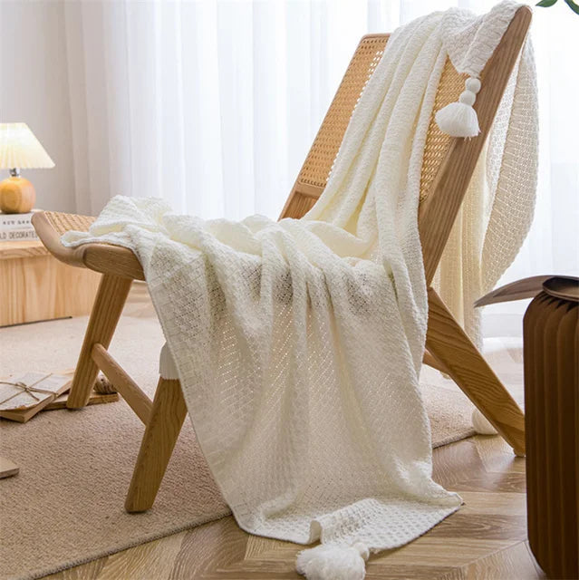 Nordic Blankets for Bed Sofa Couch Chunky Knit Bedspread Knitted Throw Blanket