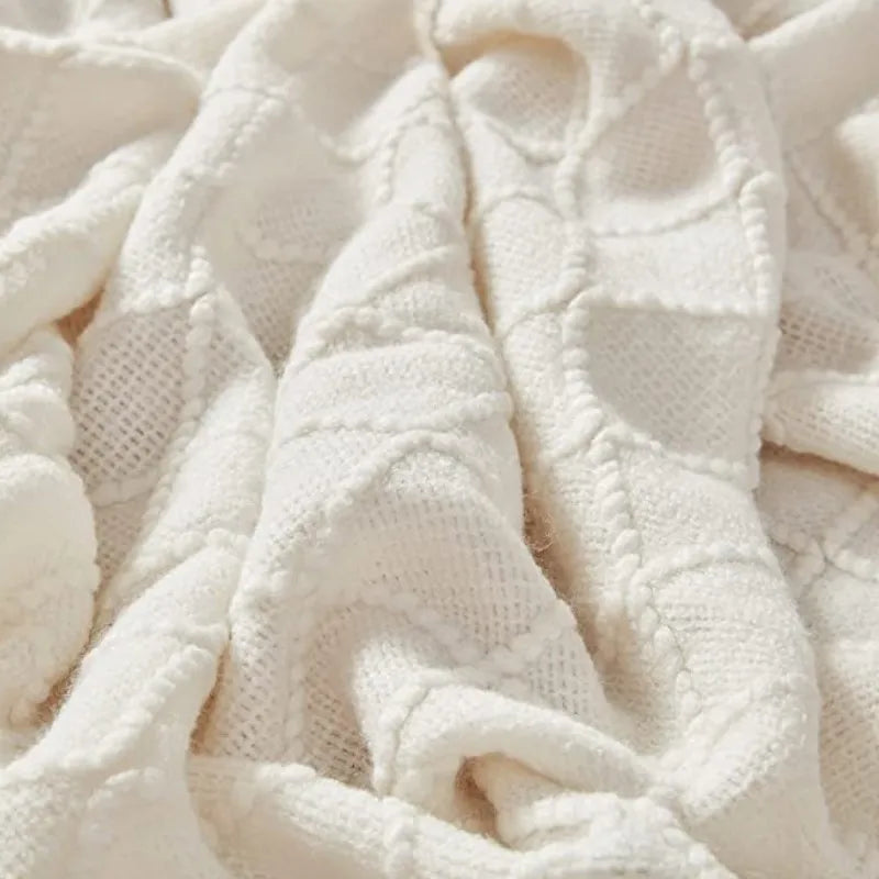 Textured Knitted Boho Woven Big Blankets Bedspread Cover