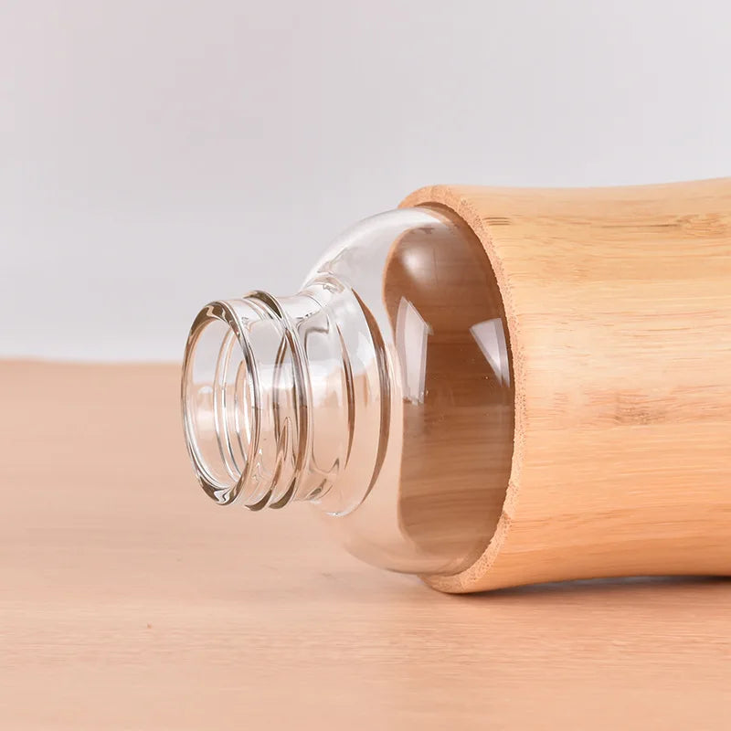 500ml Glass Water Bottle Bamboo