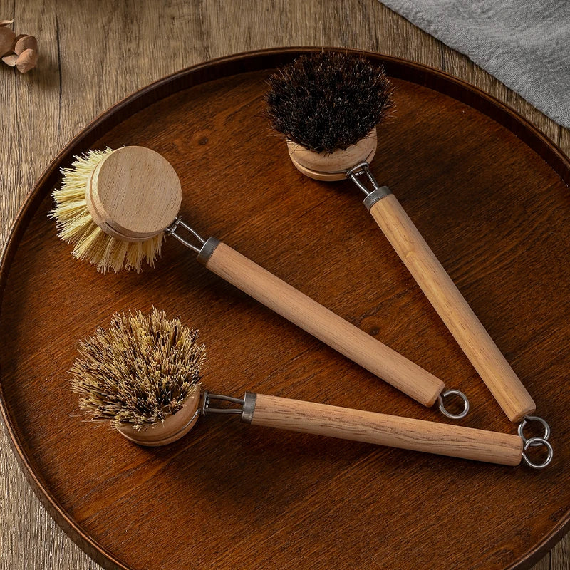 Wooden Long-Handled Pot And Bowl Brush
