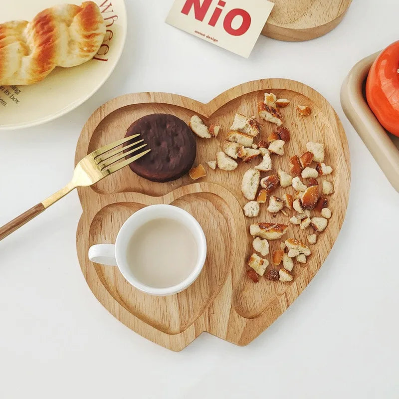 Creative Heart-shaped Solid Wooden Tray