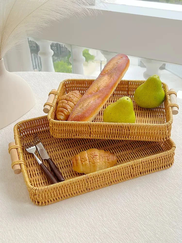 Creative Handmade Woven Rattan Storage Tray