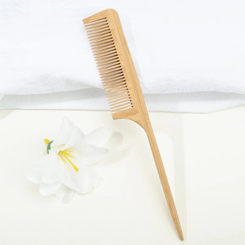 2Pcs/Set Natural Bamboo Wooden Comb Anti-Static Afro Fork Combs