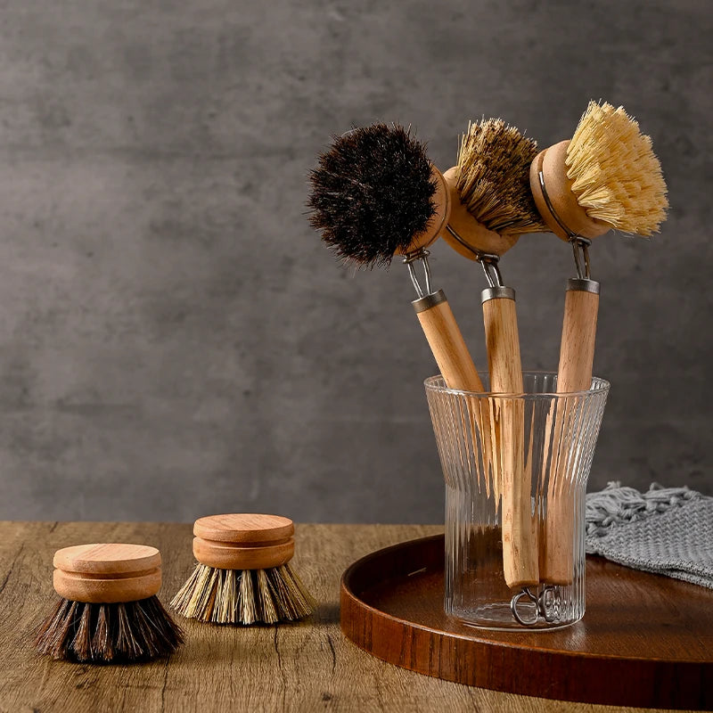 Wooden Long-Handled Pot And Bowl Brush
