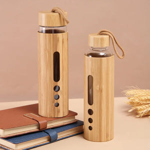 500ml Glass Water Bottle Bamboo