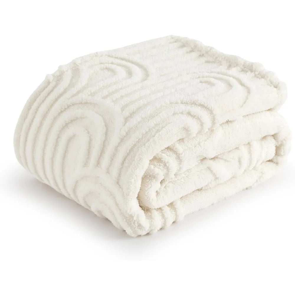 Throw Blanket for Couch-Soft White Boho Bed Throw Blanket