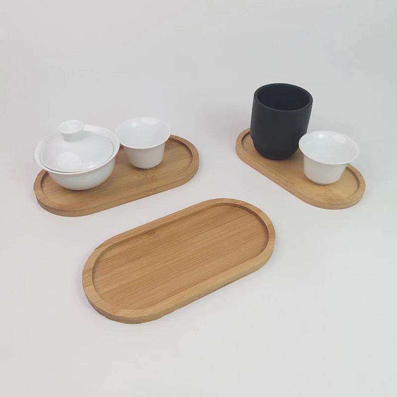 1Pcs Tableware Solid Wood Round Dessert Plate