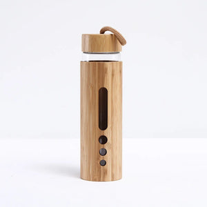 500ml Glass Water Bottle Bamboo