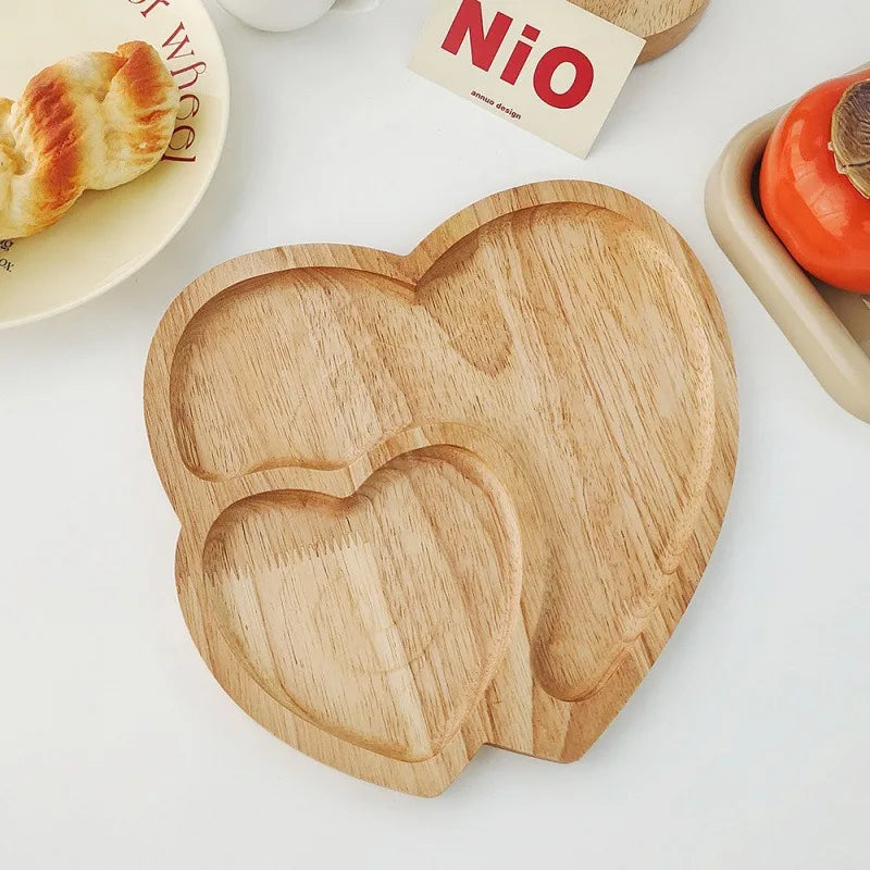 Creative Heart-shaped Solid Wooden Tray